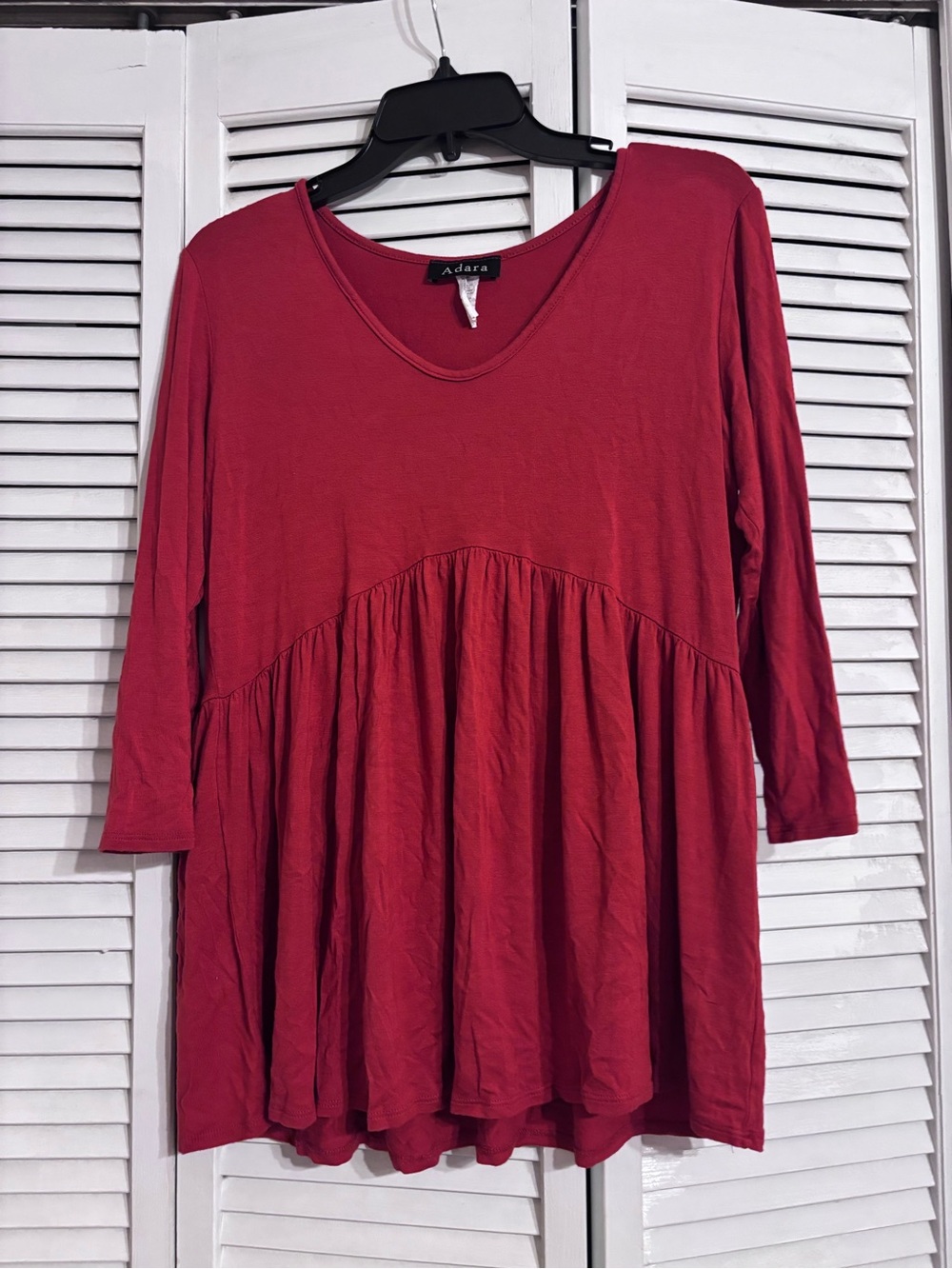 Women's Wine V-Neck Babydoll Tunic